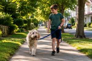 Growing Child Caring for Family Dog